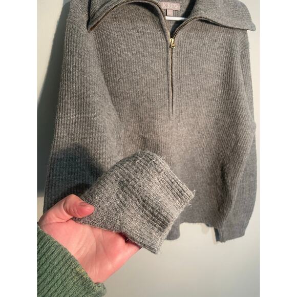 J. Crew Half Zip Stretch Sweater Gray Wool and Alpaca Blend Size Medium - Picture 3 of 12